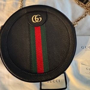 Gucci Ophidia Round Shoulder Web Purse Black